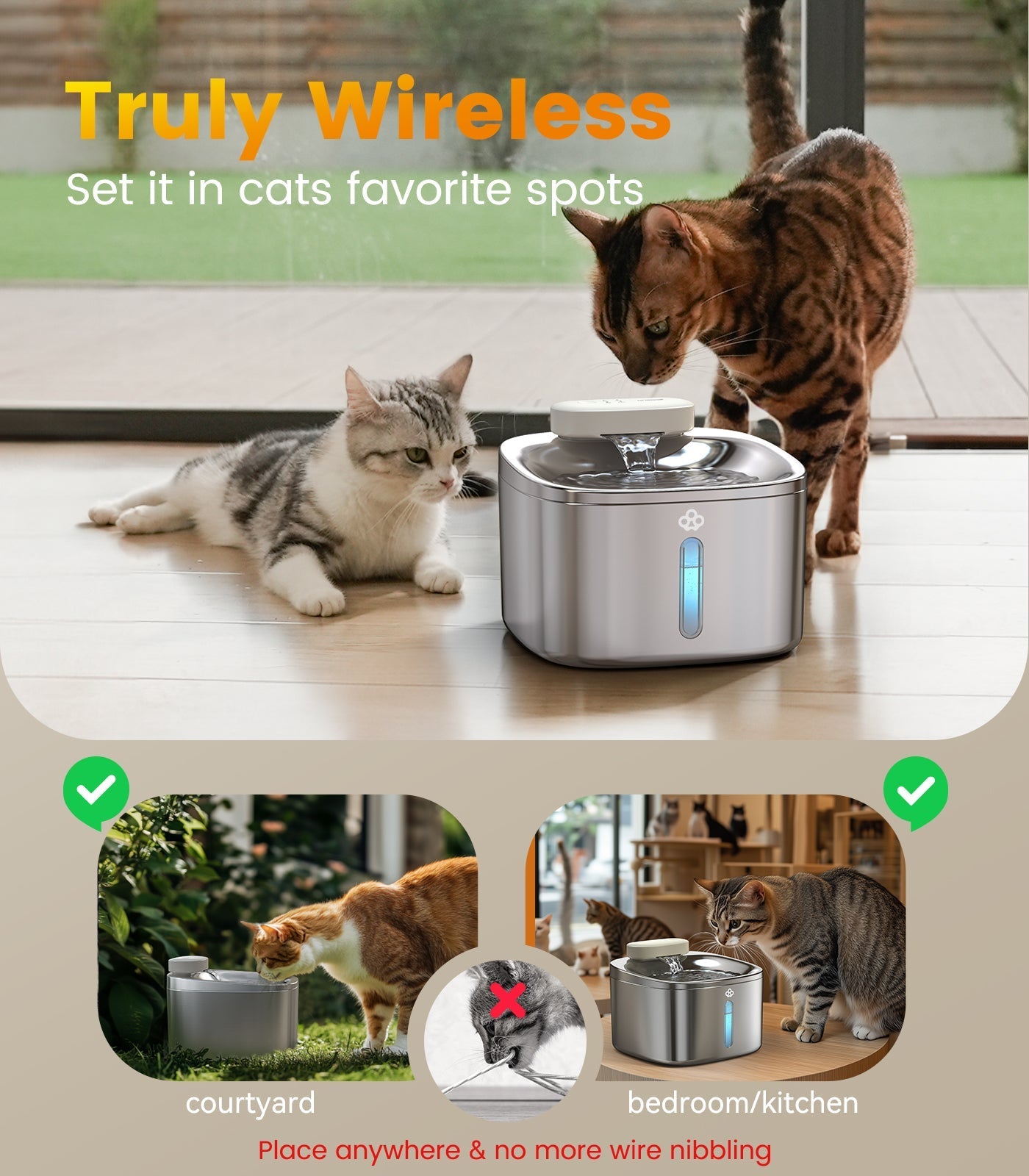 TheSmartLiving - 7L Pet Water Fountain with Visual Water Level