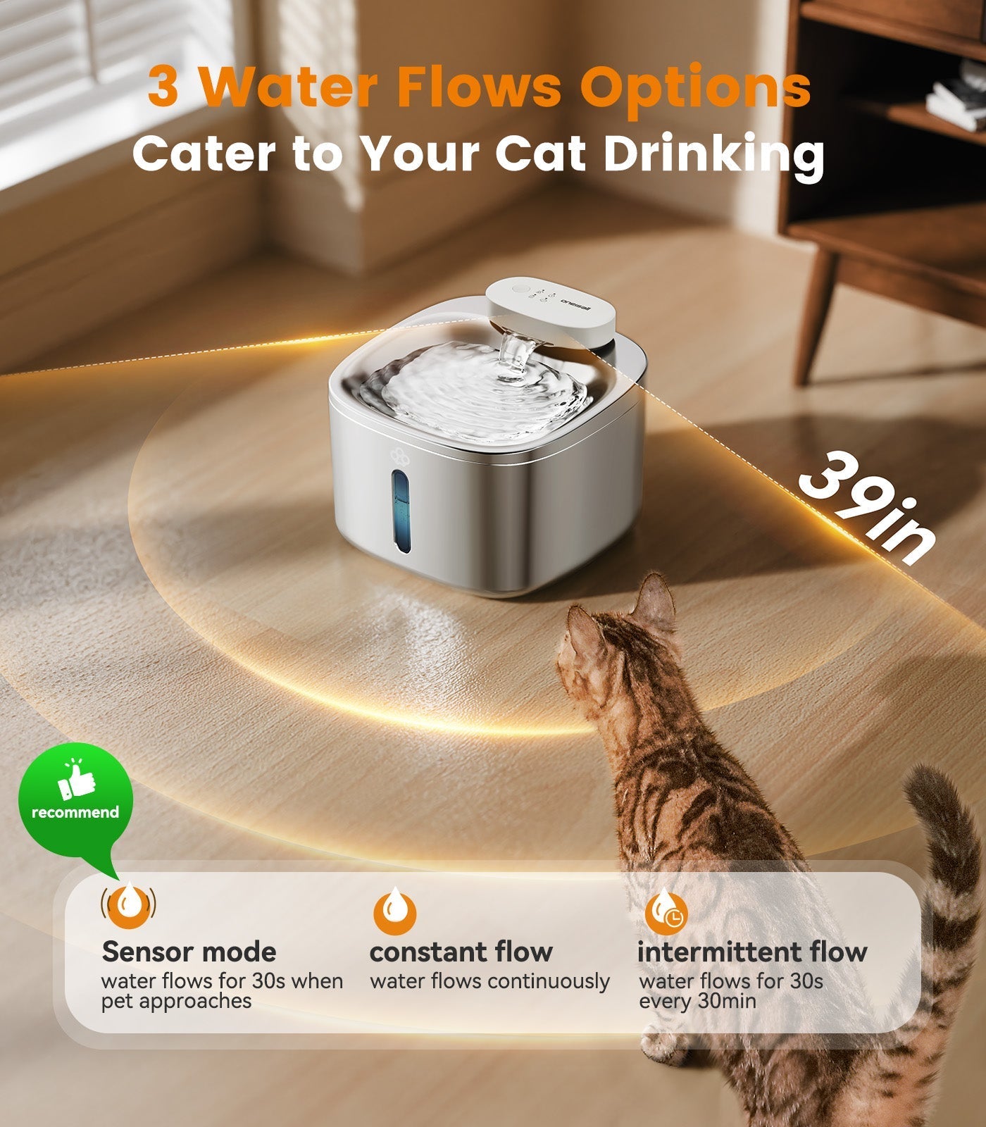 TheSmartLiving - 7L Pet Water Fountain with Visual Water Level